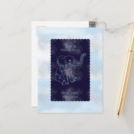 Invitation à une baby shower pour garçon (Devant/Arrière en situation)