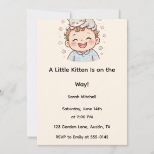 Invitation à une baby shower pour un adorable chat