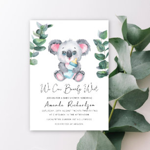 Invitation à une baby shower pour un bébé ours koa
