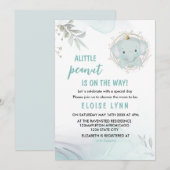 Invitation à une Baby Shower pour un Petit Éléphan (Devant / Derrière)