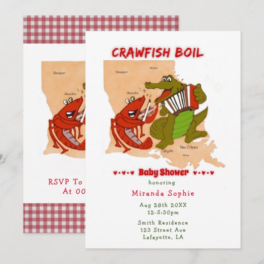 Invitation à une baby shower pour une ébullition d (Devant / Derrière)
