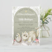 Invitation à une Baby Shower préhistorique et mign (Debout devant)