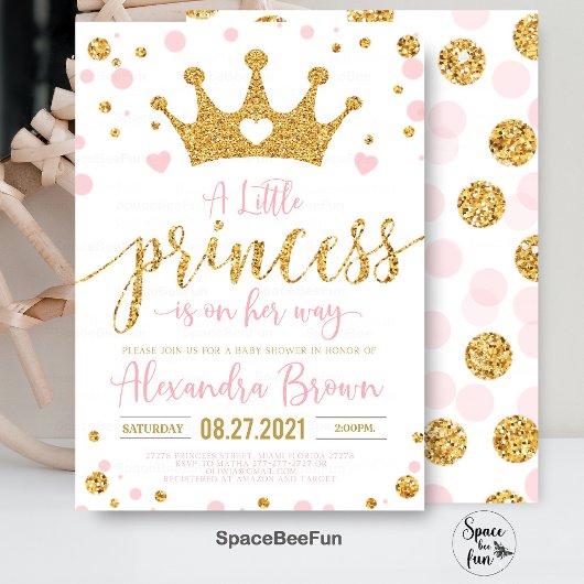 Invitation à une Baby Shower Princesse, Petite Pri