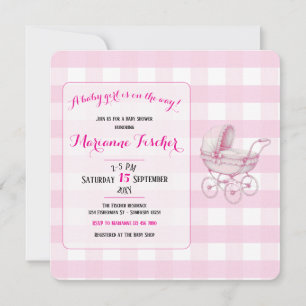 Invitation à une baby shower rétro pour fille