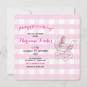 Invitation à une baby shower rétro pour fille
