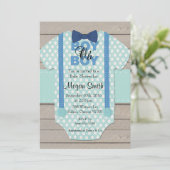 Invitation à une baby shower rustique pour garçon (Debout devant)