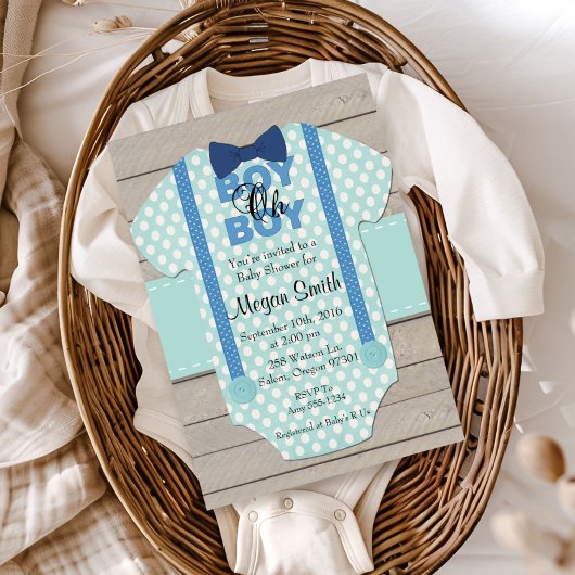 Invitation à une baby shower rustique pour garçon