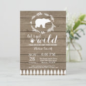 Invitation à une baby shower rustique pour un ours (Debout devant)