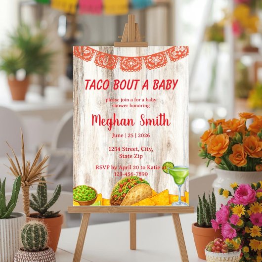 Invitation à une Baby Shower Rustique Taco ‘Bout