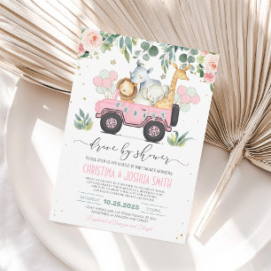 Invitation à une baby shower Safari Drive Through