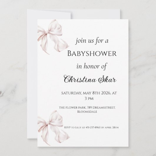 Invitation à une baby shower sous forme d'arc (Devant)