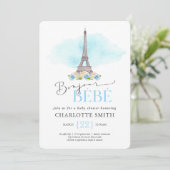 Invitation à une Baby Shower sur le thème de Paris (Debout devant)
