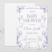 Invitation à une Baby Shower sur le thème des Anim (Devant / Derrière)