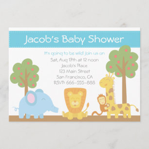 Invitation à une Baby Shower sur le thème des Anim