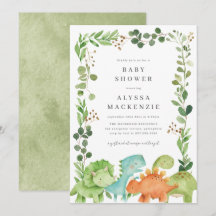 Invitation à une Baby Shower sur le thème des Dino