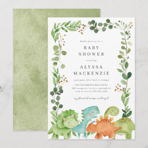 Invitation à une Baby Shower sur le thème des Dino