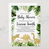 Invitation à une Baby Shower sur le thème des Dino (Devant / Derrière)