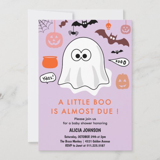 Invitation à une baby shower sur le thème d'Hallow (Devant)