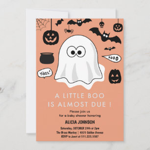 Invitation à une baby shower sur le thème d'Hallow