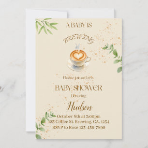 Invitation à une baby shower sur le thème du café
