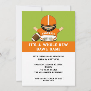 Invitation à une baby shower sur le thème du footb