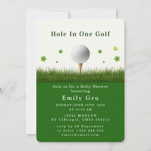 Invitation à une Baby Shower sur le thème du Golf (Devant)