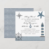 Invitation à une baby shower sur le thème nautique (Devant / Derrière)