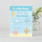 Invitation à une Baby Shower sur le thème Sous-Mar (Debout devant)