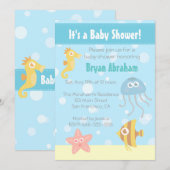 Invitation à une Baby Shower sur le thème Sous-Mar (Devant / Derrière)