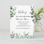 Invitation à une Baby Shower, Thème de feuillage d (Debout devant)