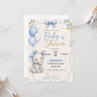 Invitation à une baby shower thème éléphant pour g