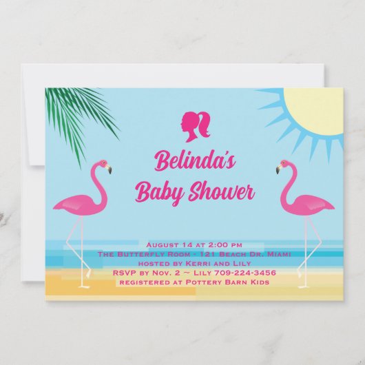 Invitation à une Baby Shower Thème Plage Tropicale (Devant)