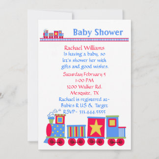 Invitation à une Baby Shower Train Jouet