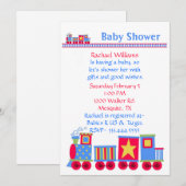Invitation à une Baby Shower Train Jouet (Devant / Derrière)