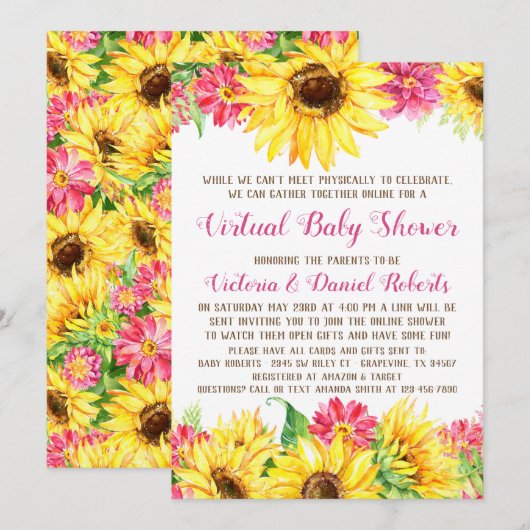 Invitation à une baby shower virtuelle (Devant / Derrière)