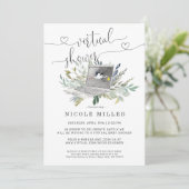 Invitation à une Baby Shower Virtuelle | Ordinateu (Debout devant)