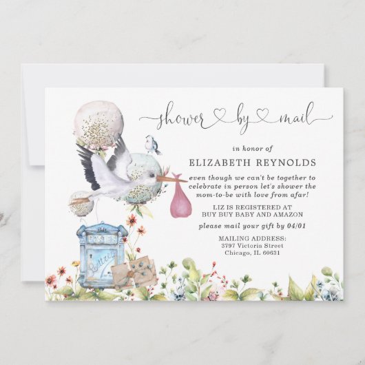 Invitation à une baby shower virtuelle par la post (Devant)