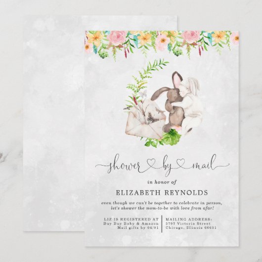 Invitation à une baby shower virtuelle par la post (Devant / Derrière)