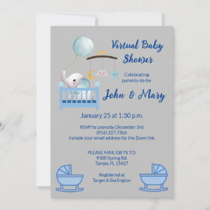 Invitation à une Baby Shower Virtuelle pour un Gar