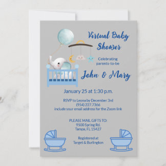Invitation à une Baby Shower Virtuelle pour un Gar