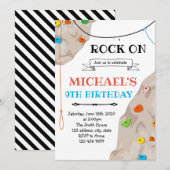 Invitation à une carte de fête d'escalade de roche (Devant / Derrière)