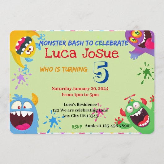 Invitation à une célébration de Monster Bash (Devant)