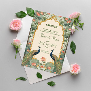 Invitation à une cérémonie de Sangeet indien luxue
