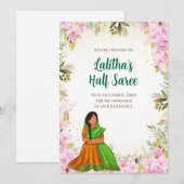 Invitation à une cérémonie de Saree indienne en de (Devant / Derrière)