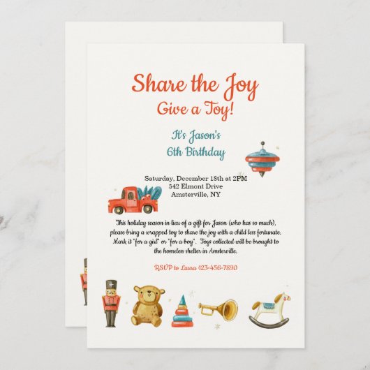 Invitation à une collecte de jouets pour les fêtes (Devant / Derrière)