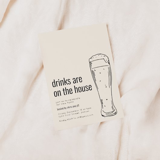 Invitation à une crémaillère avec bière