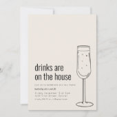 Invitation à une crémaillère avec du champagne (Devant)