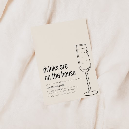 Invitation à une crémaillère avec du champagne