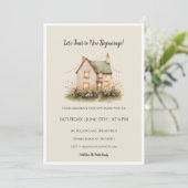 Invitation à une crémaillère Cottage à l'aquarelle (Debout devant)