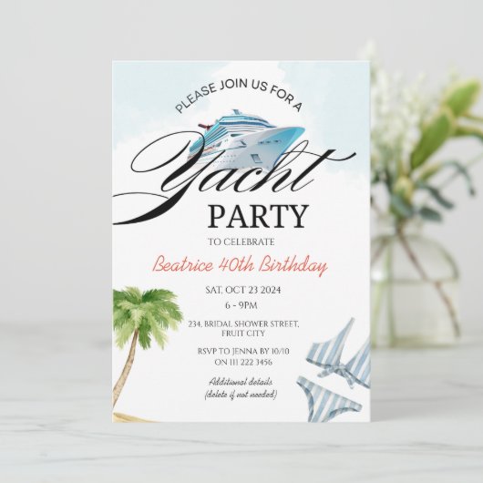 Invitation à une croisière sur un yacht de fête (Debout devant)
